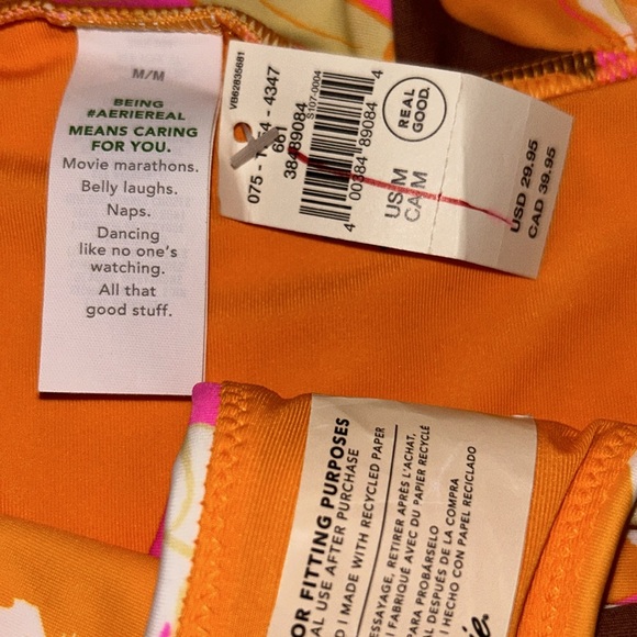 Aerie Banded High Cut Cheeky Bikini Bottom set top white & bikini floral… - Picture 9 of 16